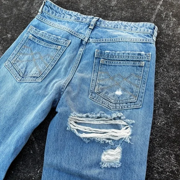 We The Free Light Denim Distressed Flare Jeans size 28 EUC - Picture 5 of 9